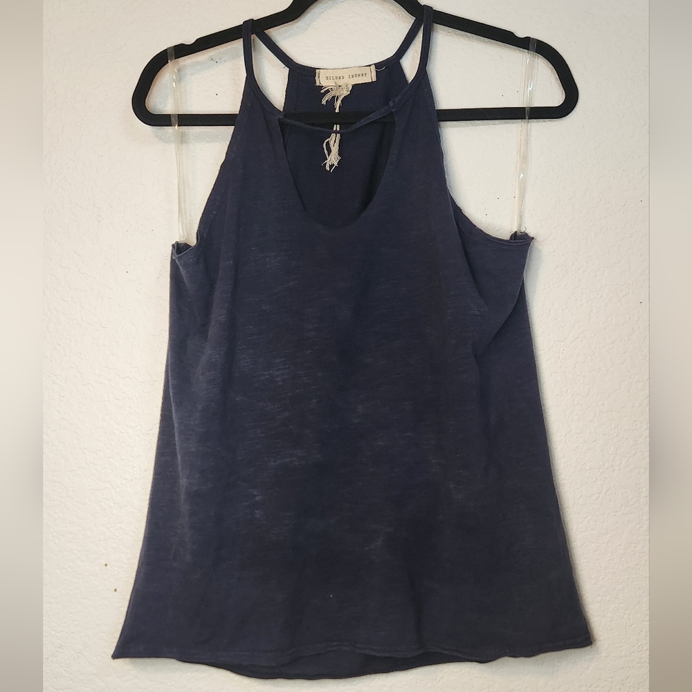 Gilded Intent Navy Tank with Keyhole‎ Neckline, Size L